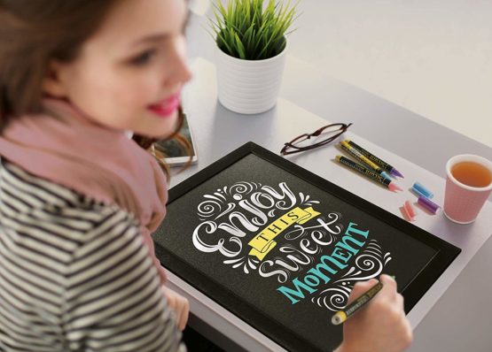 Securit Woody Wood Board with Chalk Marker, Lacquered Black Finish, 30 x 40 cm, 30x40 - Image 4