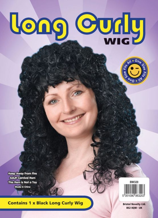 Bristol Novelty BW320 Curly Long Black Wig Budget, One Size - Image 2