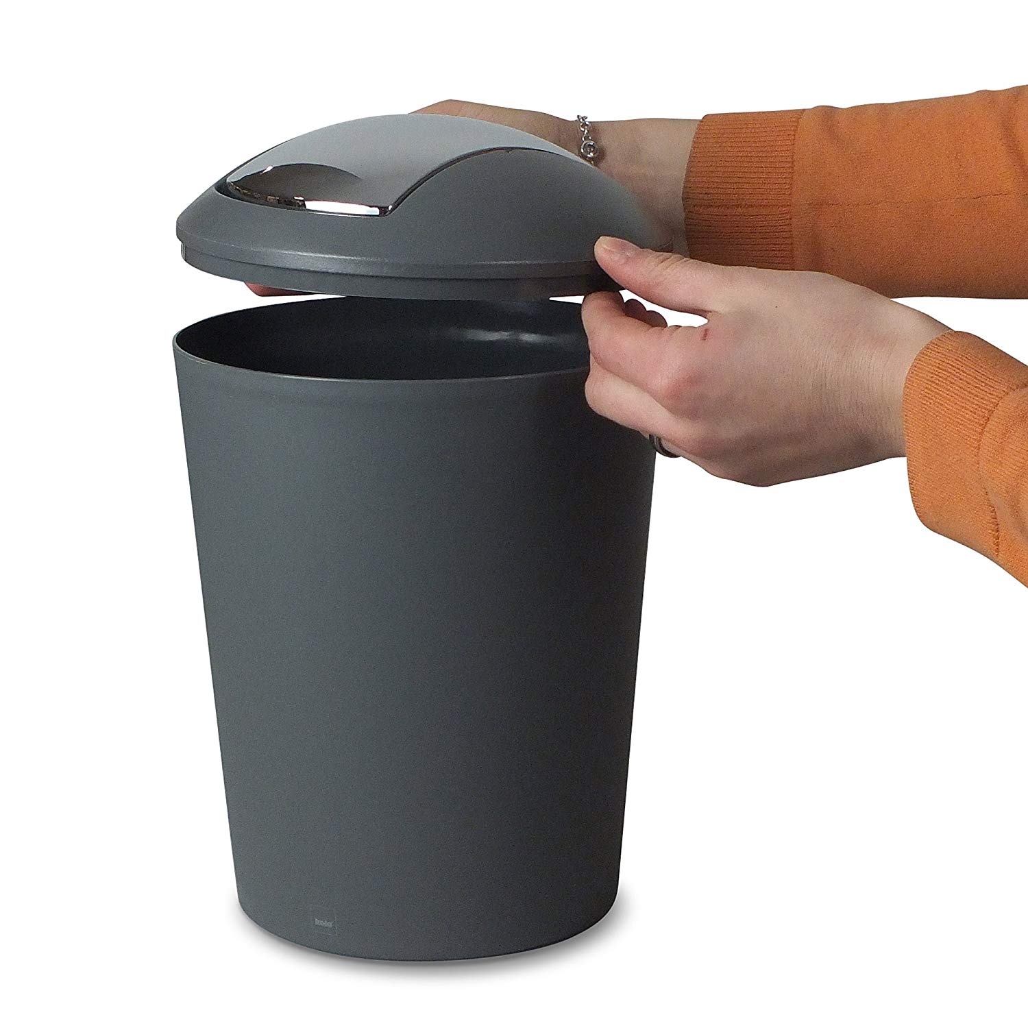 Kela MARTA Grey Swing Lid Bathroom Bin, 5 L - Image 4