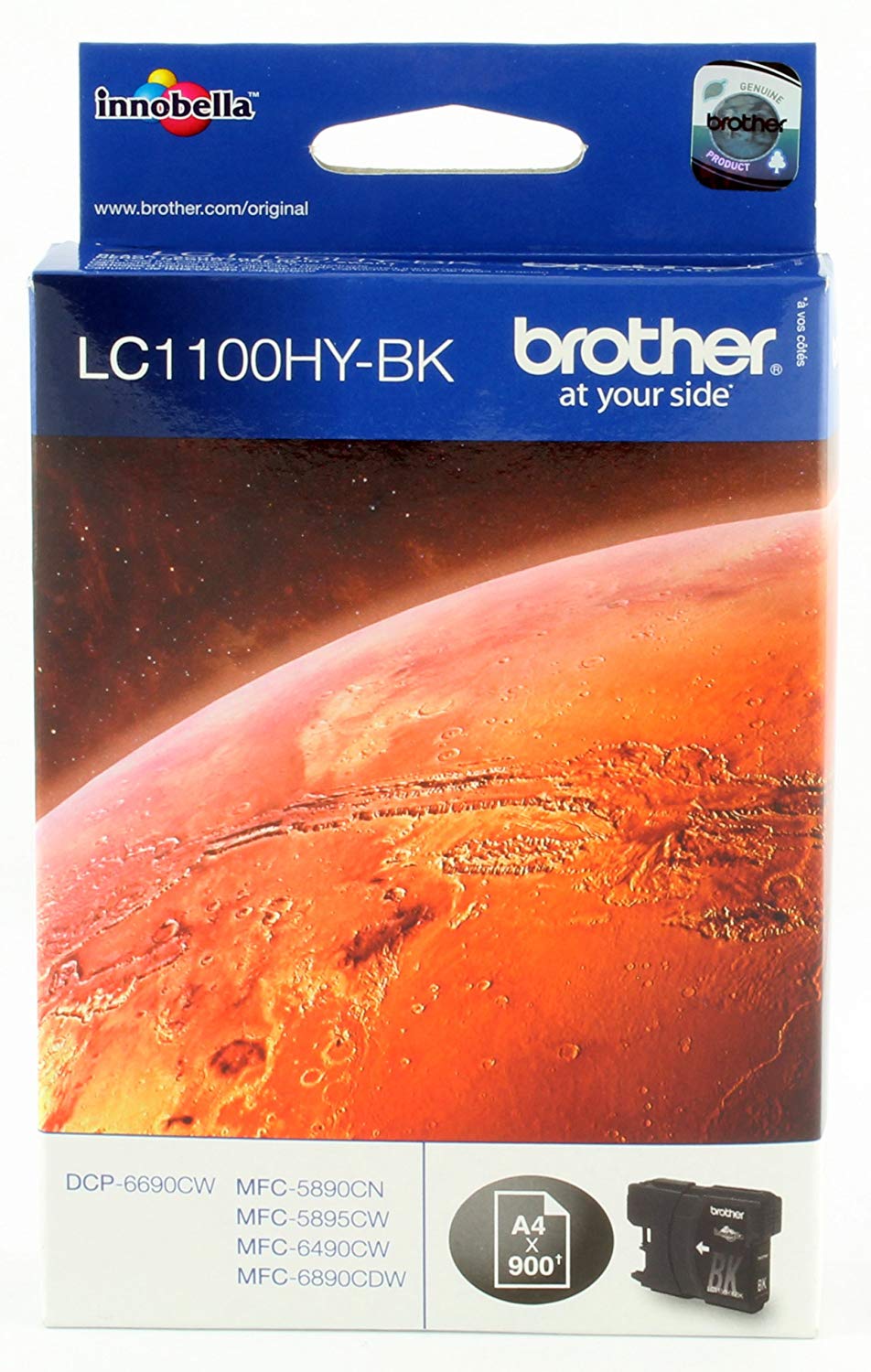Brother LC-1100HYBK Inkjet Cartridge, Black, Single Pack, High Yield, Includes 1 x Inkjet Cartridge, Brother Genuine Supplies