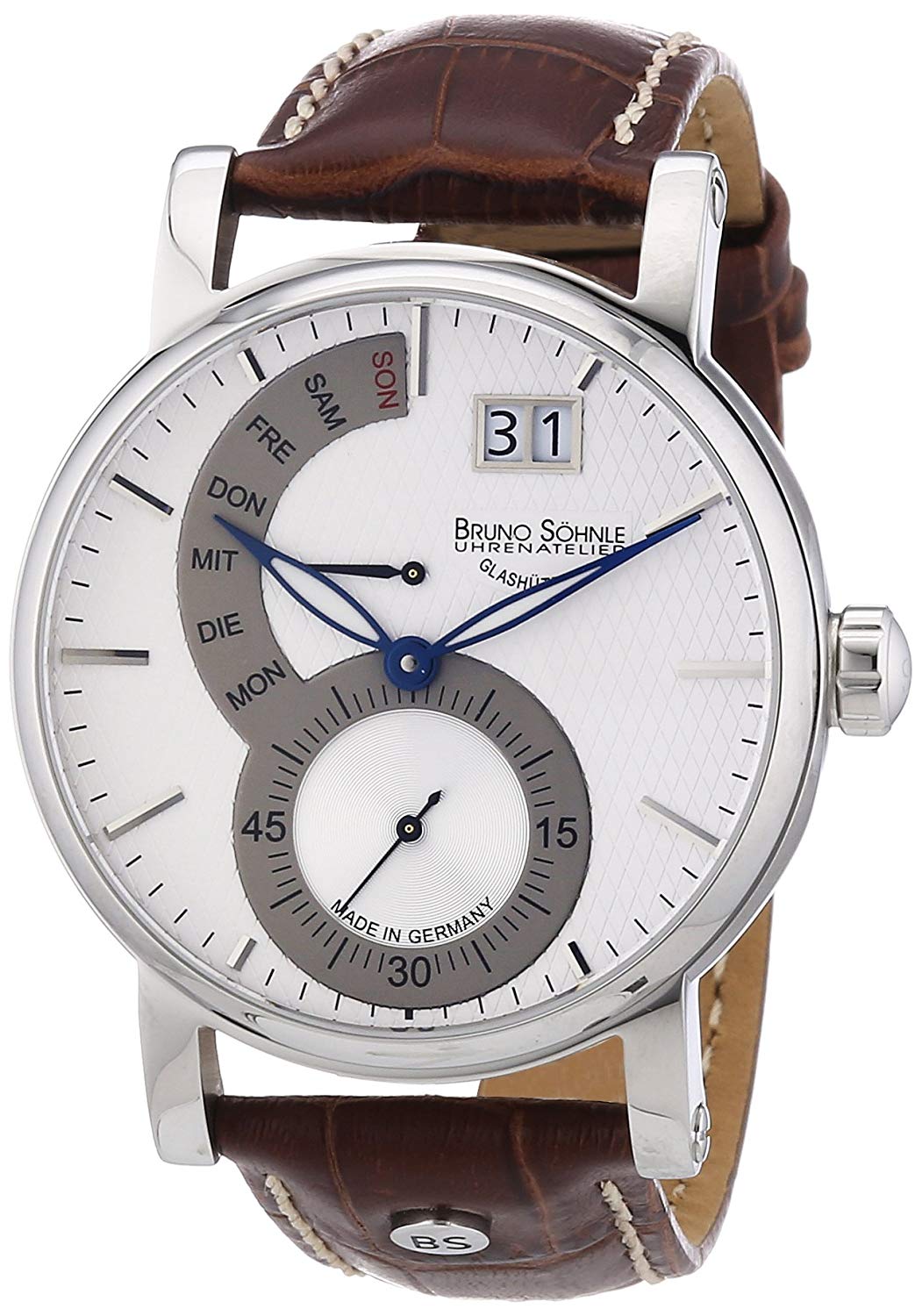 Bruno Söhnle Men's Quartz Watch Pesaro I 17-13073-283 with Leather Strap, Beige/Brown
