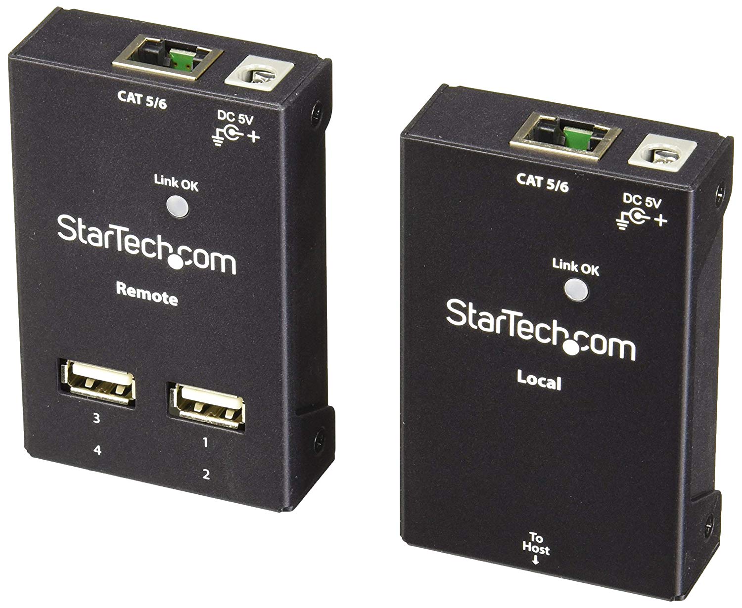 StarTech.com 4-Port USB 2.0 Extender - 130ft (40m) USB Over Cat5/Cat6 Extender - Compact USB 2.0 Over Ethernet Extender (USB2004EXTV)