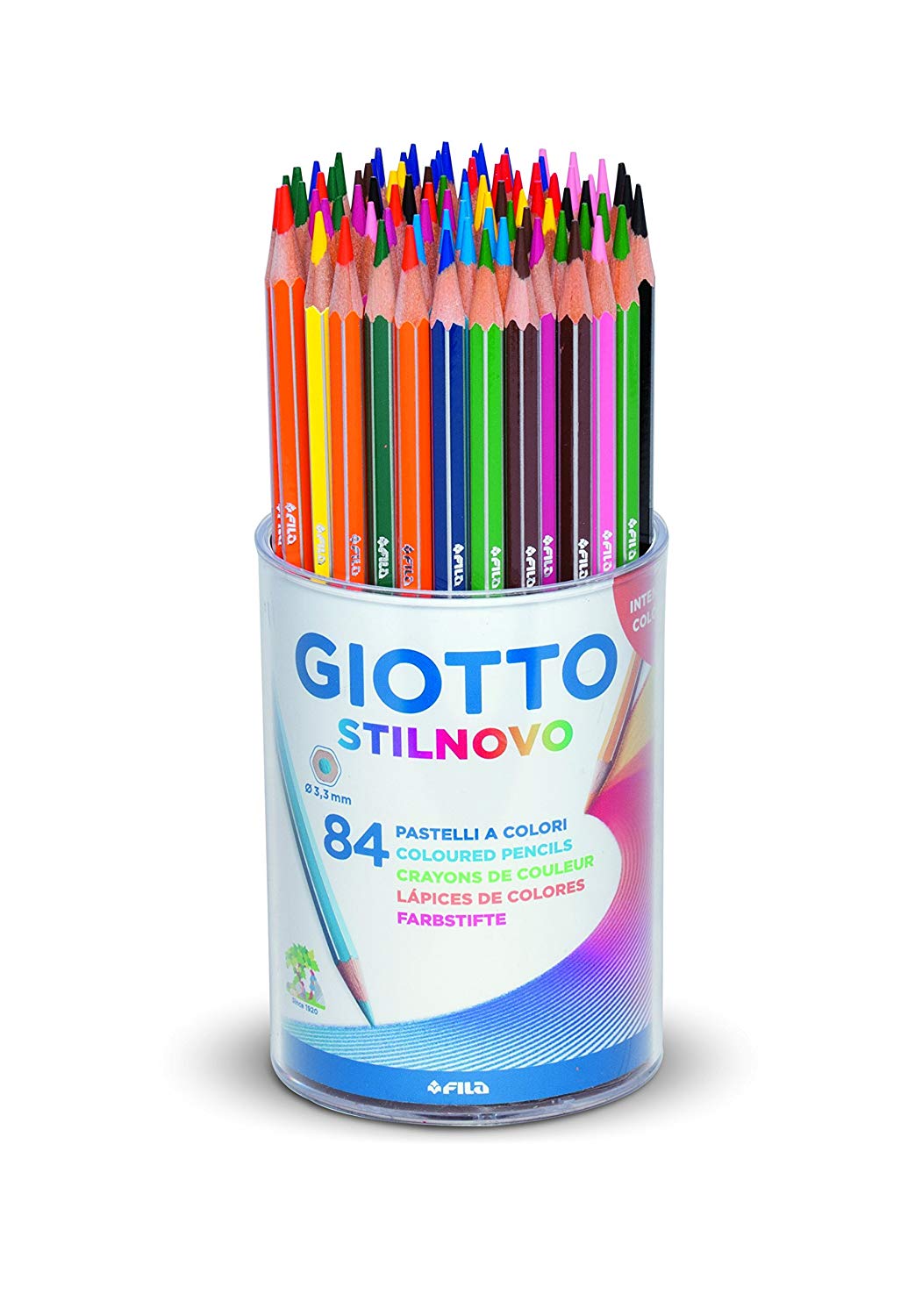 GIOTTO Stilnovo Intense Colours Colouring Pencils, 84 Pieces, Assorted Colours, for Children Parties and Schools
