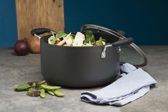 Zinel 4151 Non-Stick Stockpot/Casserole with Hard Anodised Induction Base, Grey, 22 cm - Image 3
