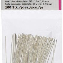 Efco 2163791 Head pins 50 x 1,5 x 0,75 mm 100 pcs. silver-plated, Metal, 3 x 3 x 2 cm