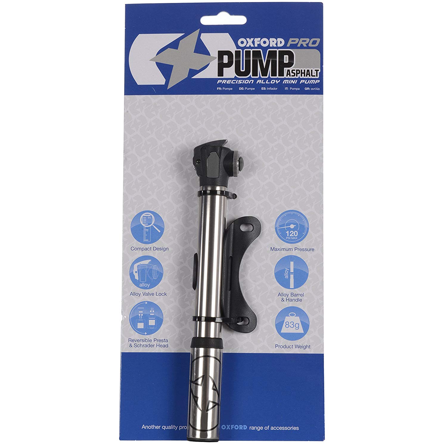 Oxford Mountain Road CNC Telescopic Mini Pump - Silver/Black, 100 PSI, Silver / Black - Image 2