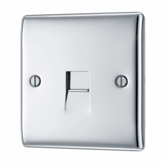 BG Electrical NPCBTM1 Single Telephone Master Socket, Polished Chrome