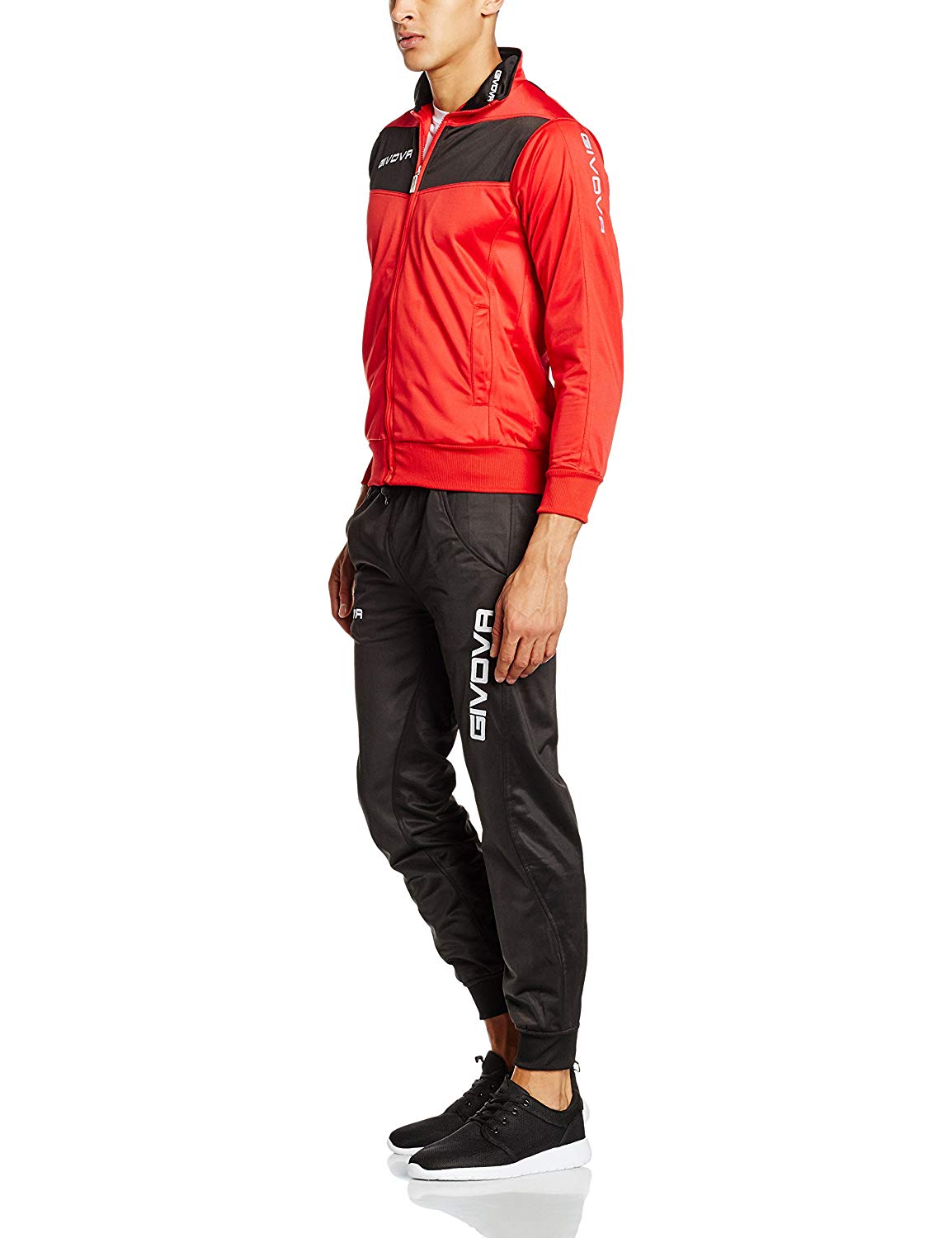 Givova Visa Tracksuit, Man, Multicolor (Nero/Rosso), 2XL, Red / Black - Image 3
