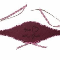 'Petra's Craft News A FBF16 °F2928 Bottle BAND - Vom Herzen Alles Gute, Bordeauxfarbenes Felt with Red Check Ribbon Threaded