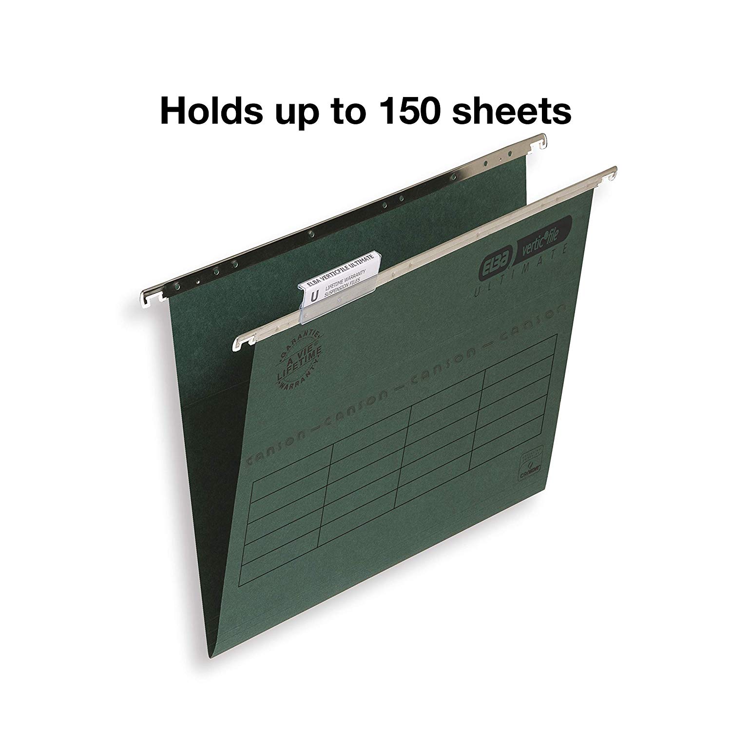 Elba Ultimate Foolscap Manilla Suspension Files, V-Base, 240 gsm - Dark Green (Pack of 50) - Image 3