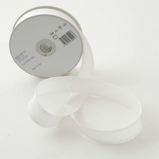 Inastri 25/5/5 mm Cotton Bias Binding, Bridal White - Image 2