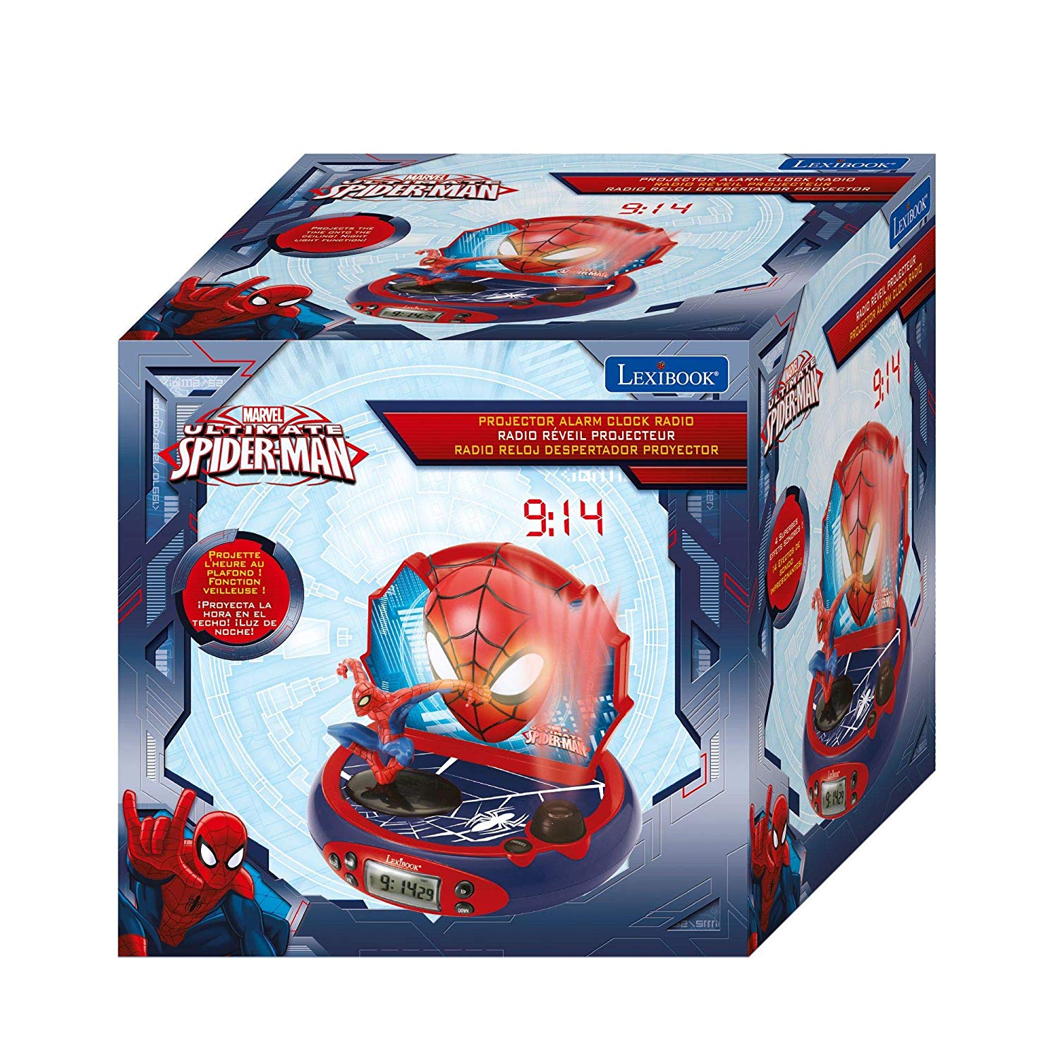 LEXIBOOK, Spider-Man, Projector Alarm Clock for kids, Nightlight and time projection to the ceiling, Red - Image 3