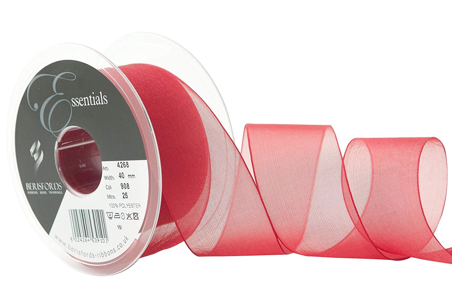 Berisfords Super Sheer, Polyester, Scarletberry, 10.4 x 10.4 x 4.3 cm
