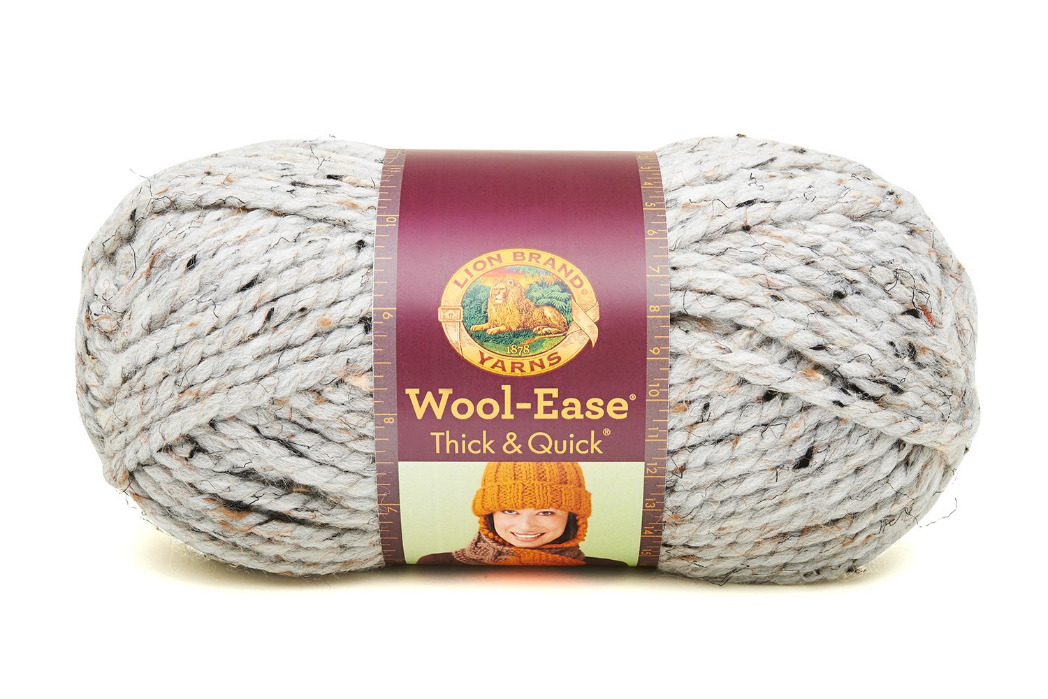 Lion Brand Yarn Company 1-Piece Wool-Ease Thick and Quick, Grey Marble, 1 Pack