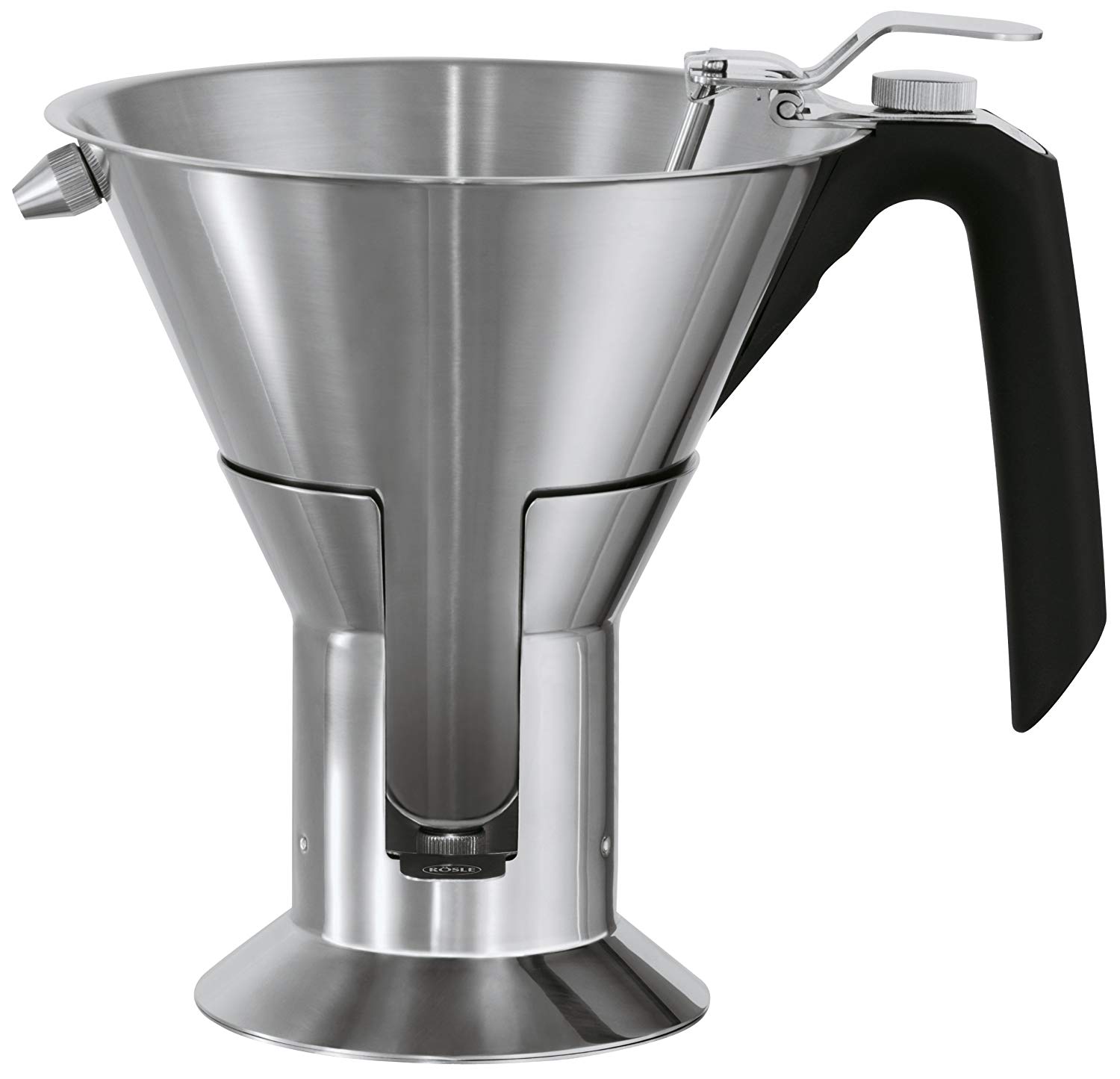 RÖSLE Fondant funnel, sauce funnel for dosing liquids with internal scaling and interchangeable nozzles, 18/10 stainless steel