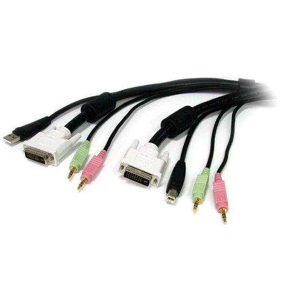 StarTech 6 ft 4-in-1 USB DVI KVM Cable with Audio and Microphone - DVI KVM Cable - USB KVM Cable - KVM Switch Cable (USBDVI4N1A6)