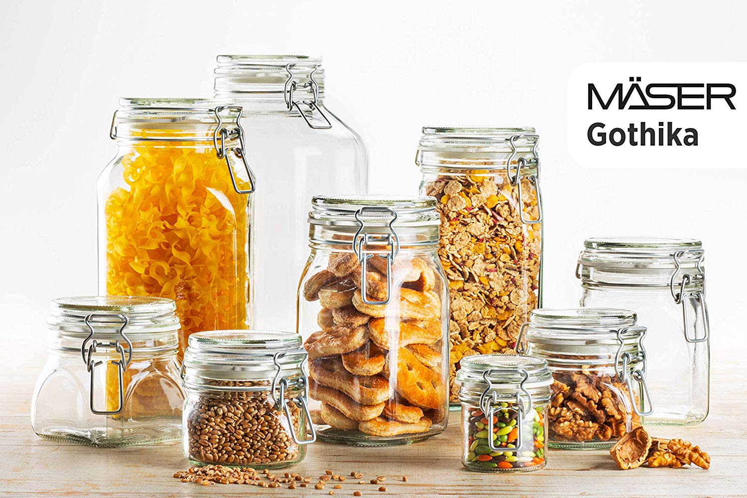Mäser Gothika 1.45 Litre Clip-Top Glass Jars, Set of 6 - Image 4
