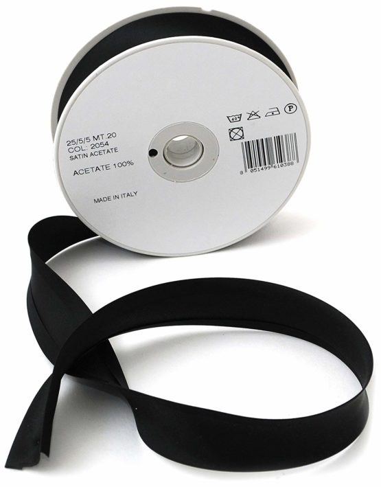Inastri Acetate Satin Bias Binding 25/5/5mm Colour Black 2054