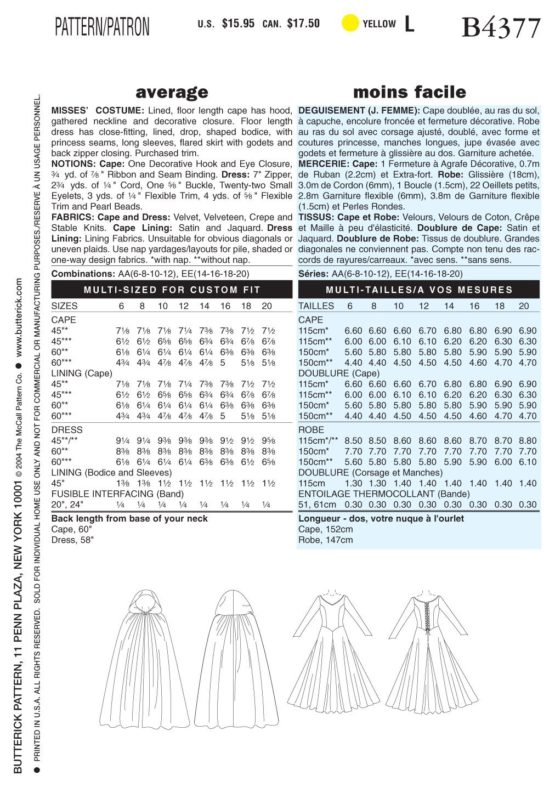 Butterick Patterns Women's Dress and Cape Cosplay Costume Sewing Pattern, Off White, Sizes 6-12 - Image 2