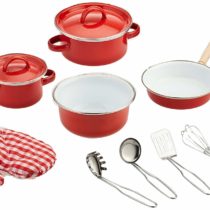 small foot 8964 Metal cookware, for children's kitchens, incl. gloves and kitchen utensils, 13 pcs., from 3 years old