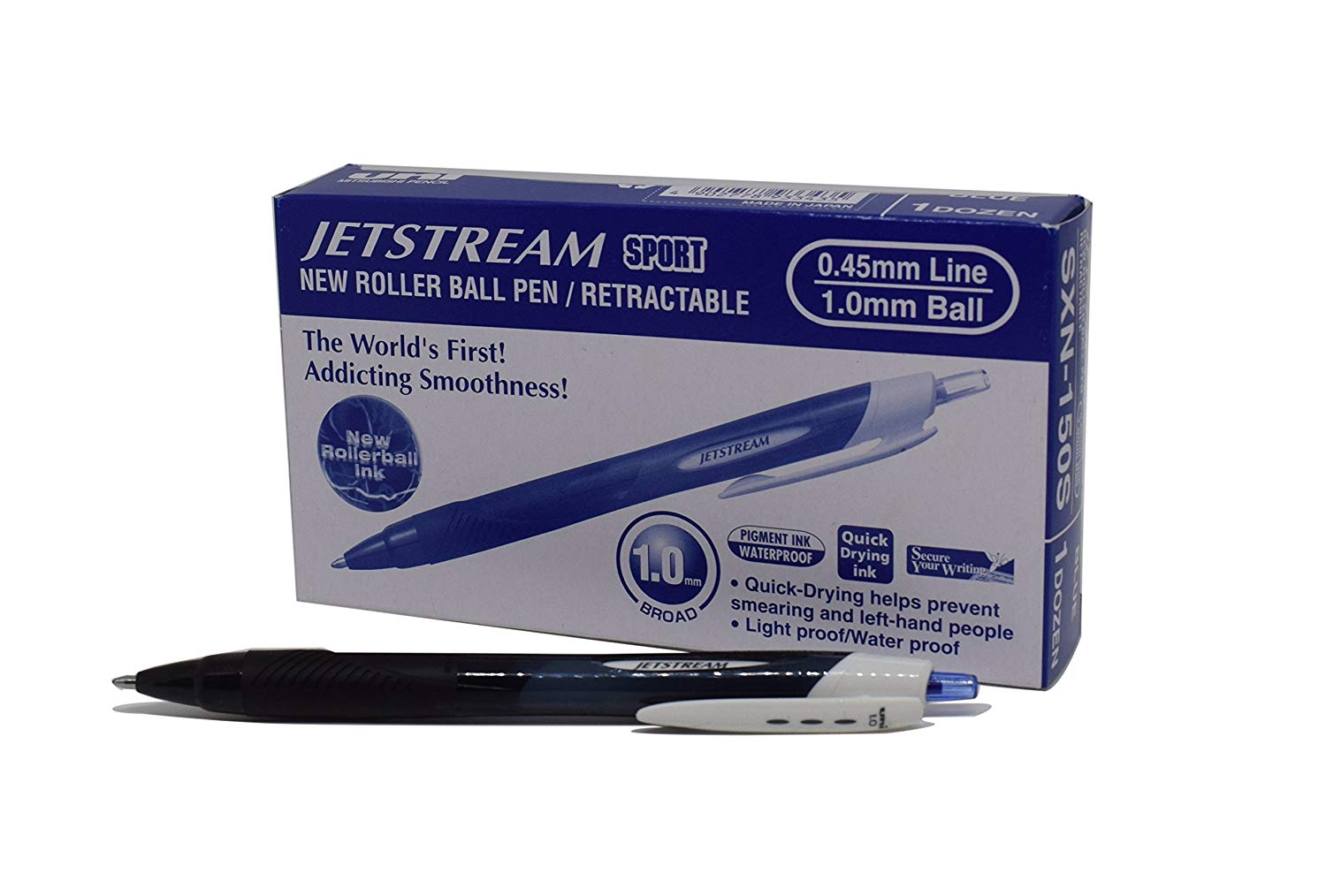 uni-ball 019828000 1 mm Jetstream Sport RT Rollerball Pen - Blue (Pack of 12), 1 count (Pack of 12)