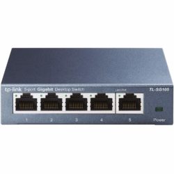 TP-Link TL-SG105 5-Port Gigabit Ethernet Switch, Desktop/Wall-Mount, Steel Case