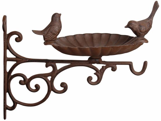 Fallen Fruits FB163 Bird Bath/Feeder with Wall Bracket-Brown