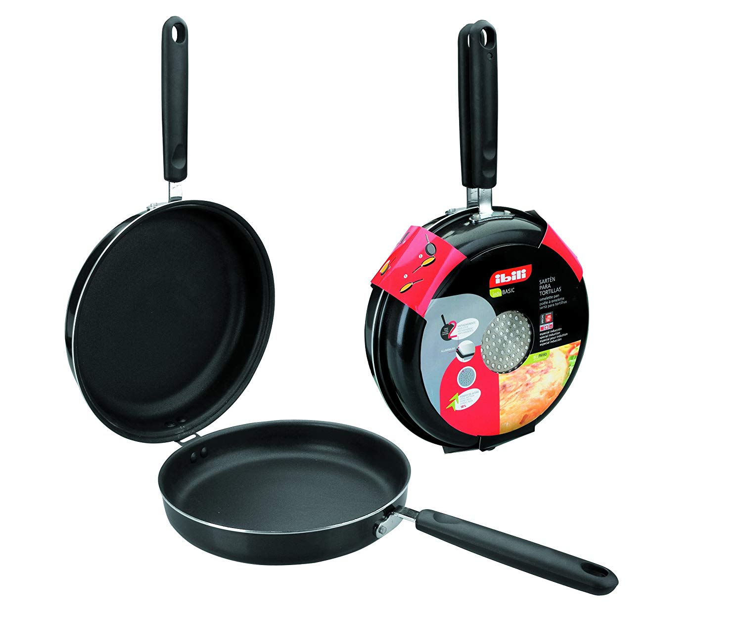 IBILI Indubasic Potato Omelette Pan, 20 cm, Aluminium, Non-Stick, Suitable for Induction Hobs, Black, 20 x 20 x 6 cm - Image 2