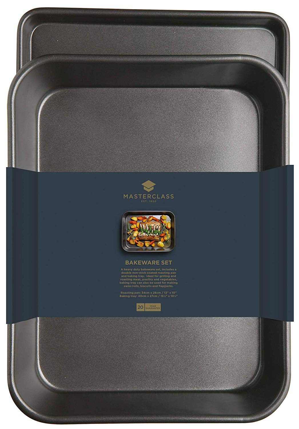 MasterClass Bakeware Set including Deep Roasting Tin and Large Baking Tray with PTFE, PFOA and BPA Free Non Stick - Image 2