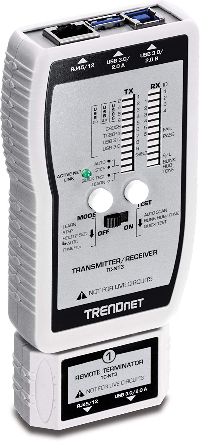 TRENDnet VDV and USB Cable Tester, TC-NT3, Silver