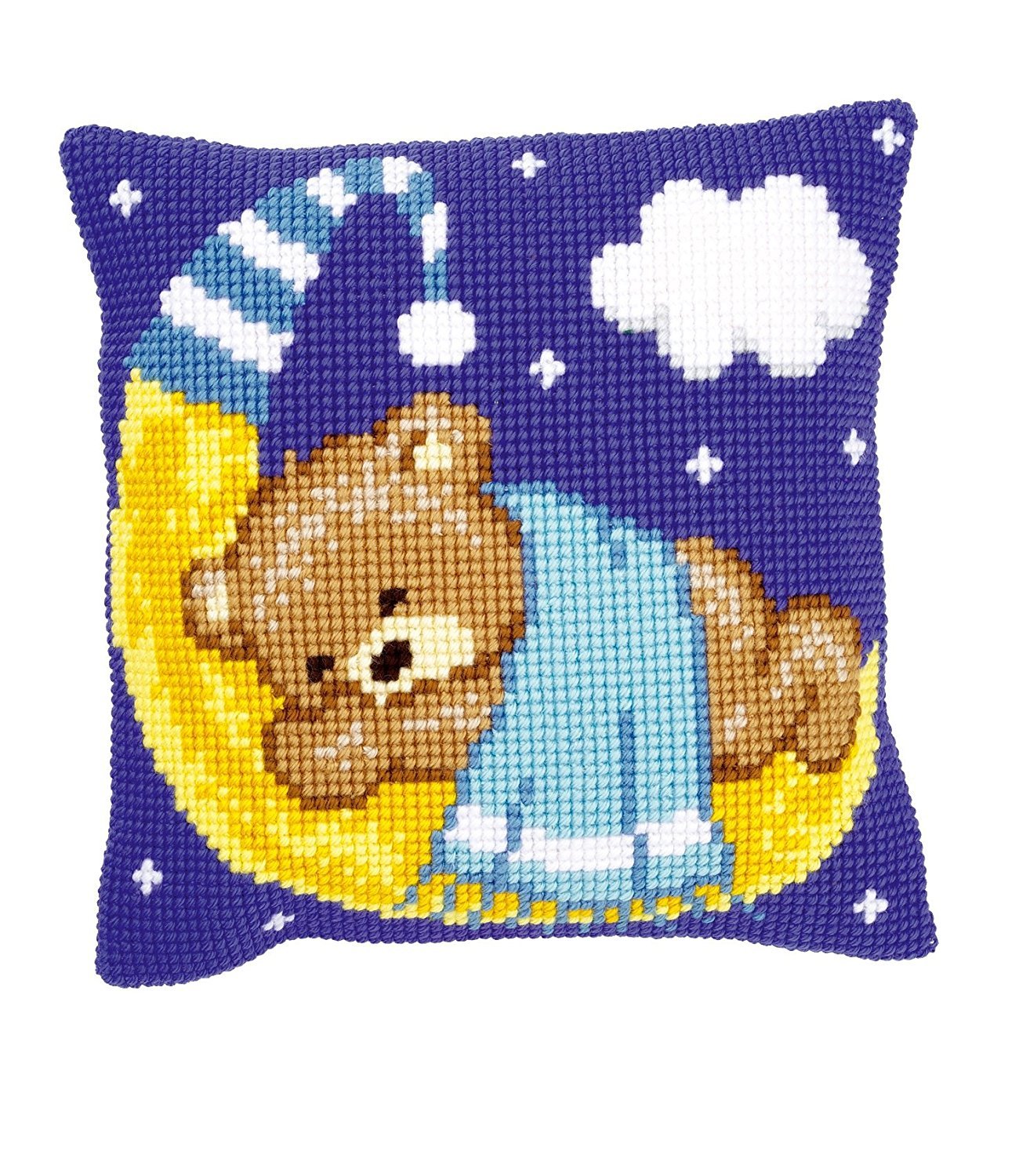 Vervaco 1-Piece Cushion Teddy, Blue, PN-0148196, Approx. 40 x 40 cm