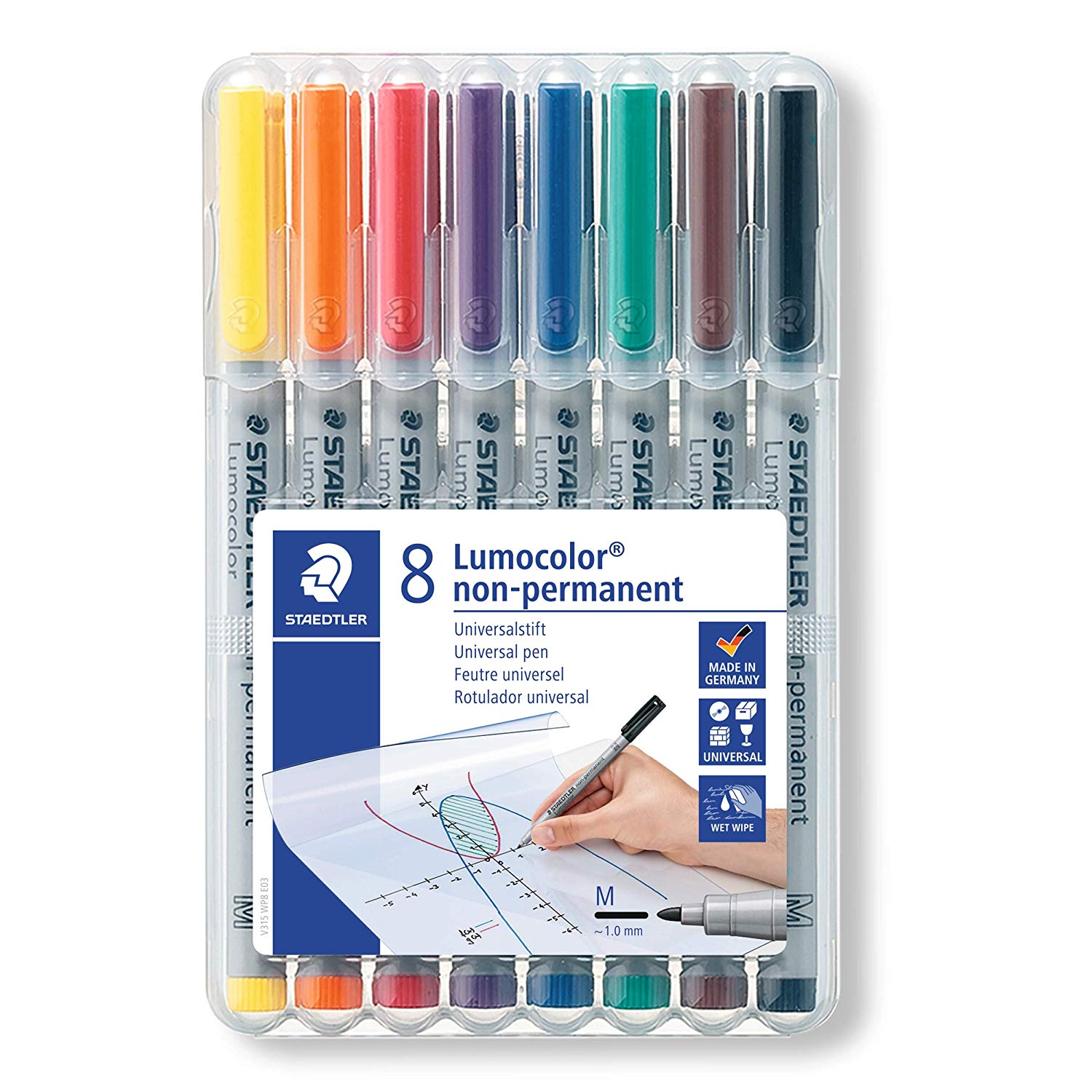 STAEDTLER Lumocolor Non-Permanent Pens, Pack of 8