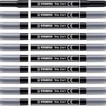 Felt Tip Pen - STABILO Trio 2 in 1 Box of 10 Black