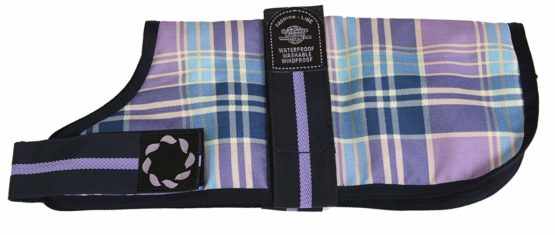 Outhwaite Padded Check Dog Coat, 16-inch, Lilac