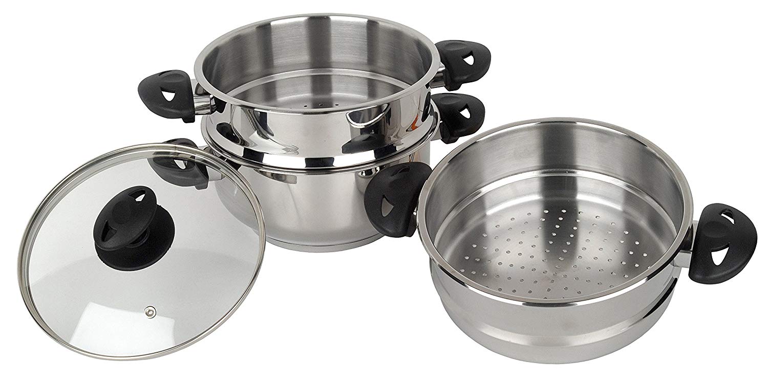 Stainless steel collection SS212 3-Tier Stainless Steel Steamer Set, 20 cm, Multi-Colour
