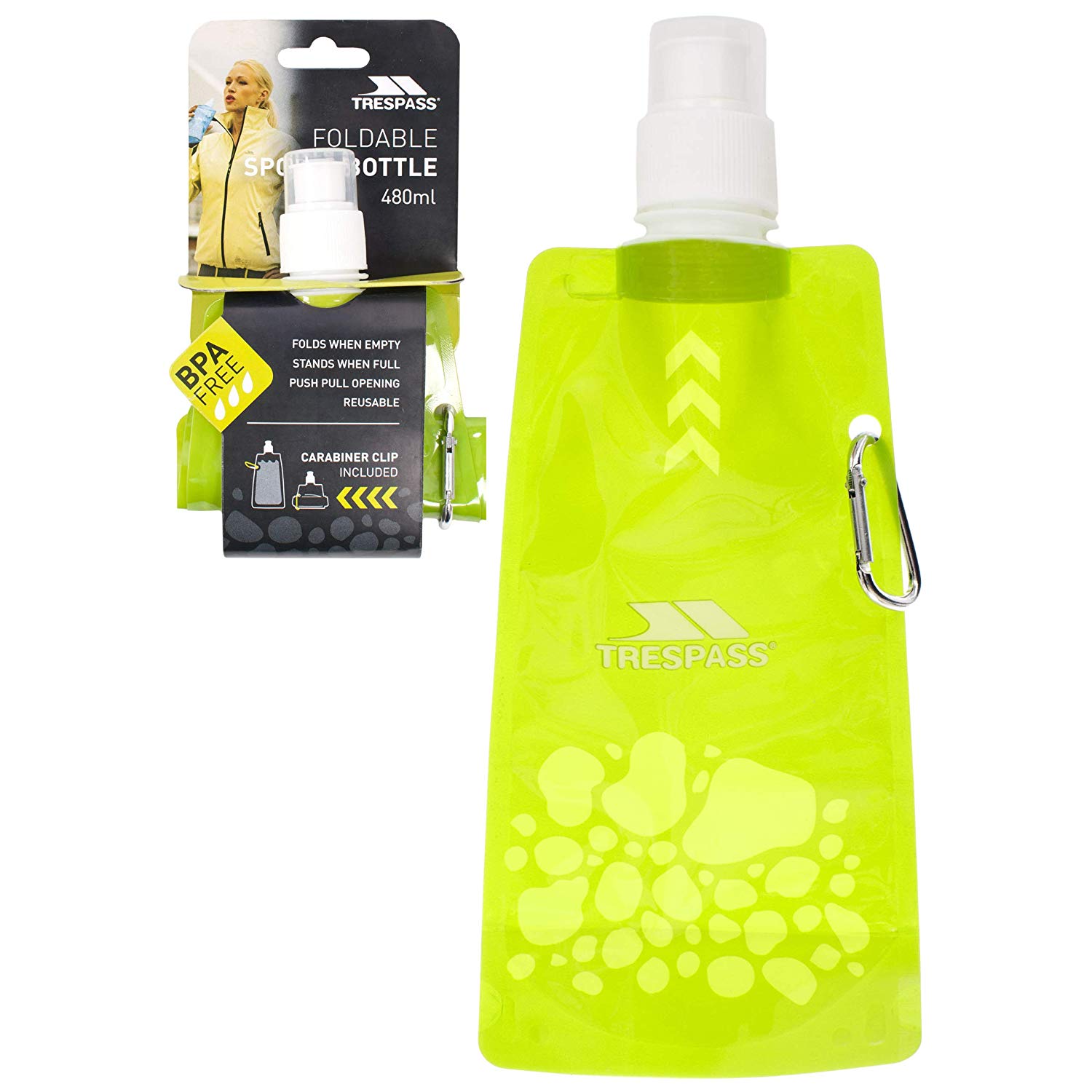Trespass Hydromatic Collapsable Water Bottle for Hiking Trekking Sport 480 ml, Green - Image 3