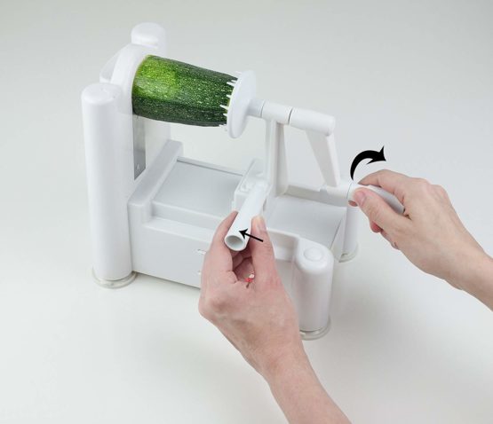 Paderno World Cuisine Spiral Vegetable Slicer/Countertop-Mounted Plastic Spiralizer Basic incl. 3 Different Blades Made of Stainless Steel - Image 2