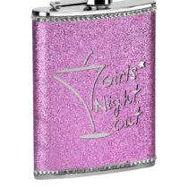 Premier Housewares 508075 Girls Night Out Glitter Hip Flask, 8 oz - Hot Pink H14 x W10 x D3cm