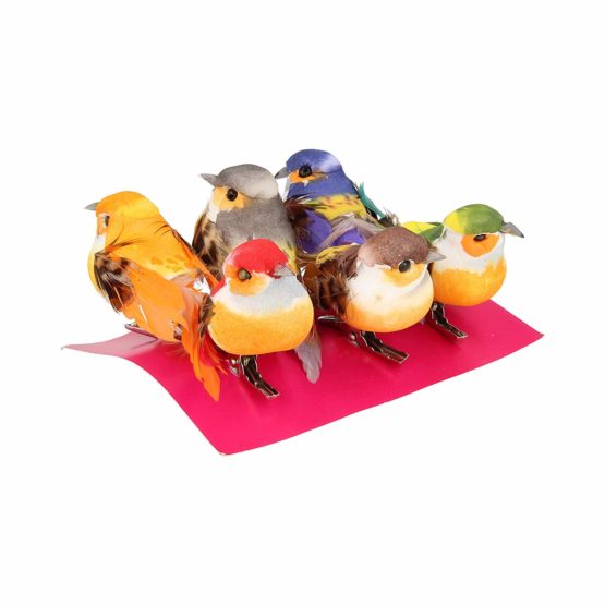 Artemio Multicoloured Small Birds on Clip, 6 x 2,5 x 5 cm