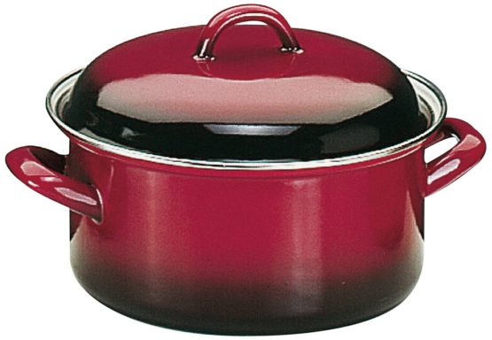 IBILI Casserole Volcan with lid 16 cm of Enamelled Steel, Red/Black, 16 x 16 x 10 cm