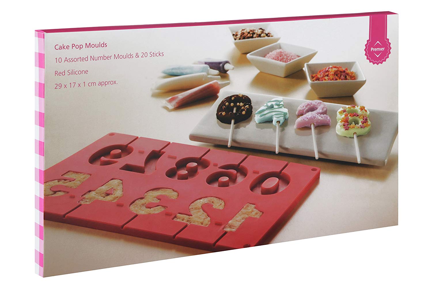 Premier Housewares Silicone Mould Set Red Cake Pop Tray for Baking Starfish Shape Silicone Case for 10 with 20 - Image 4