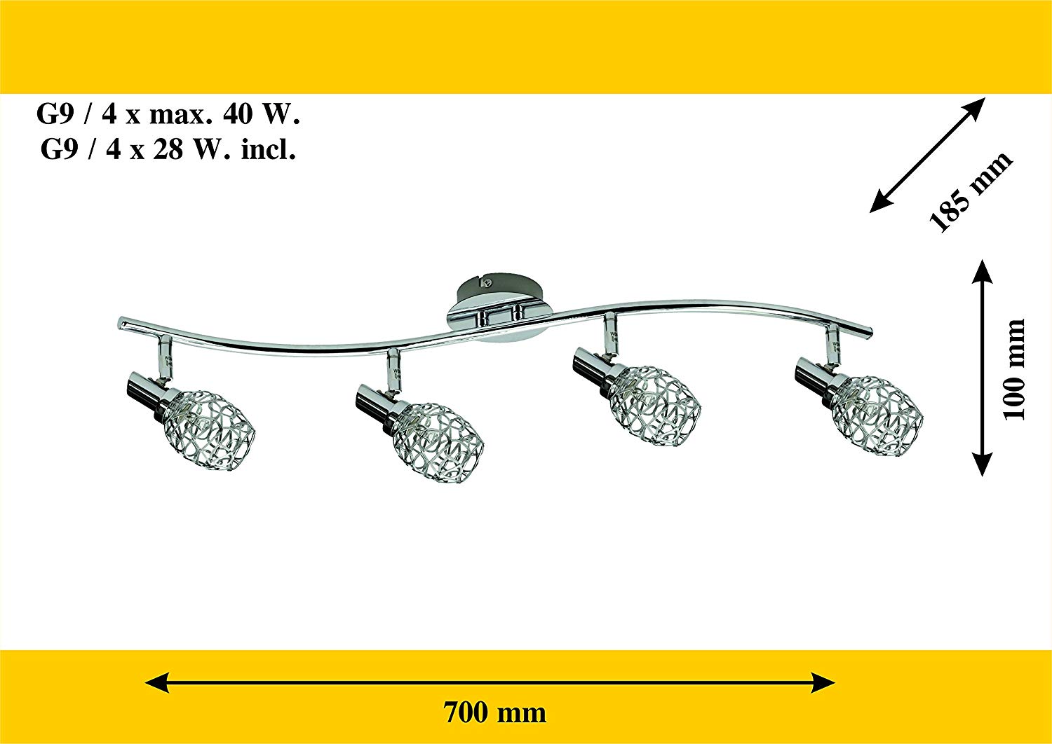 Rabalux 6185 Venus Eve Wall Light, Metal, Silver, G9 28W, 4-flammig - Image 2