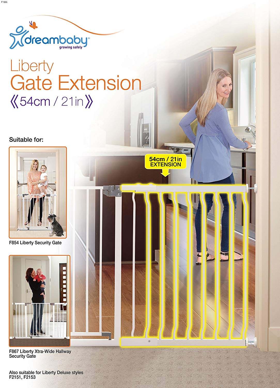 Dreambaby Liberty Gate Extension 54 cm wide, white, 54cm - Image 3