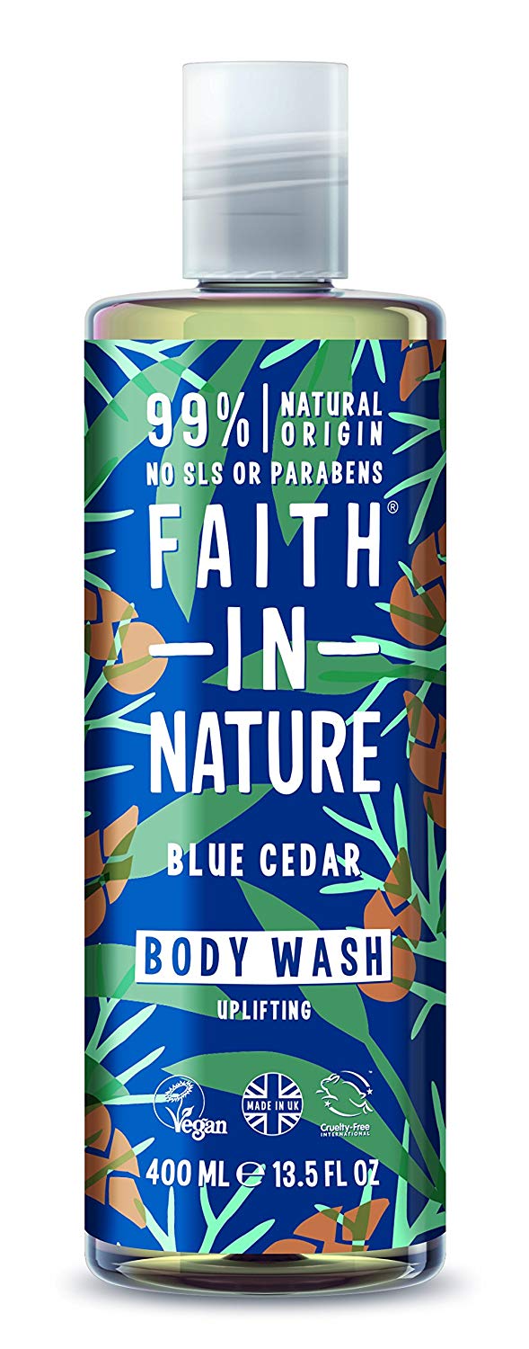 Faith In Nature Natural Blue Cedar Body Wash, Refreshing Shower Gel, Vegan and Cruelty Free, No SLS or Parabens, 400 ml