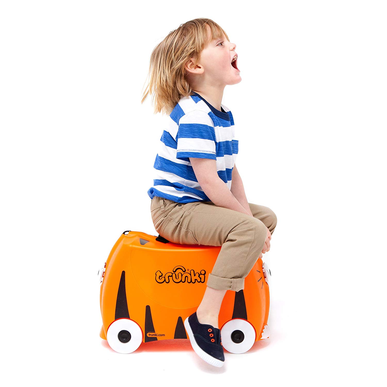 Trunki Children’s Ride-On Suitcase and Kid's Hand Luggage, Tipu Tiger (Orange), 18.5 x 8.2 x 12.6 inches - Image 2