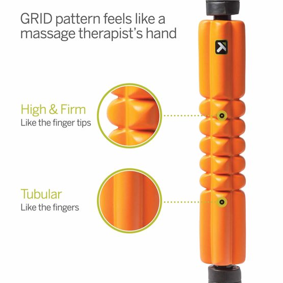 TriggerPoint Performance Grid STK Hand-Held Foam Roller, Handheld Foam Roller, Massage Roller, Muscle Roller Stick, Orange, 24''/53cm - Image 2