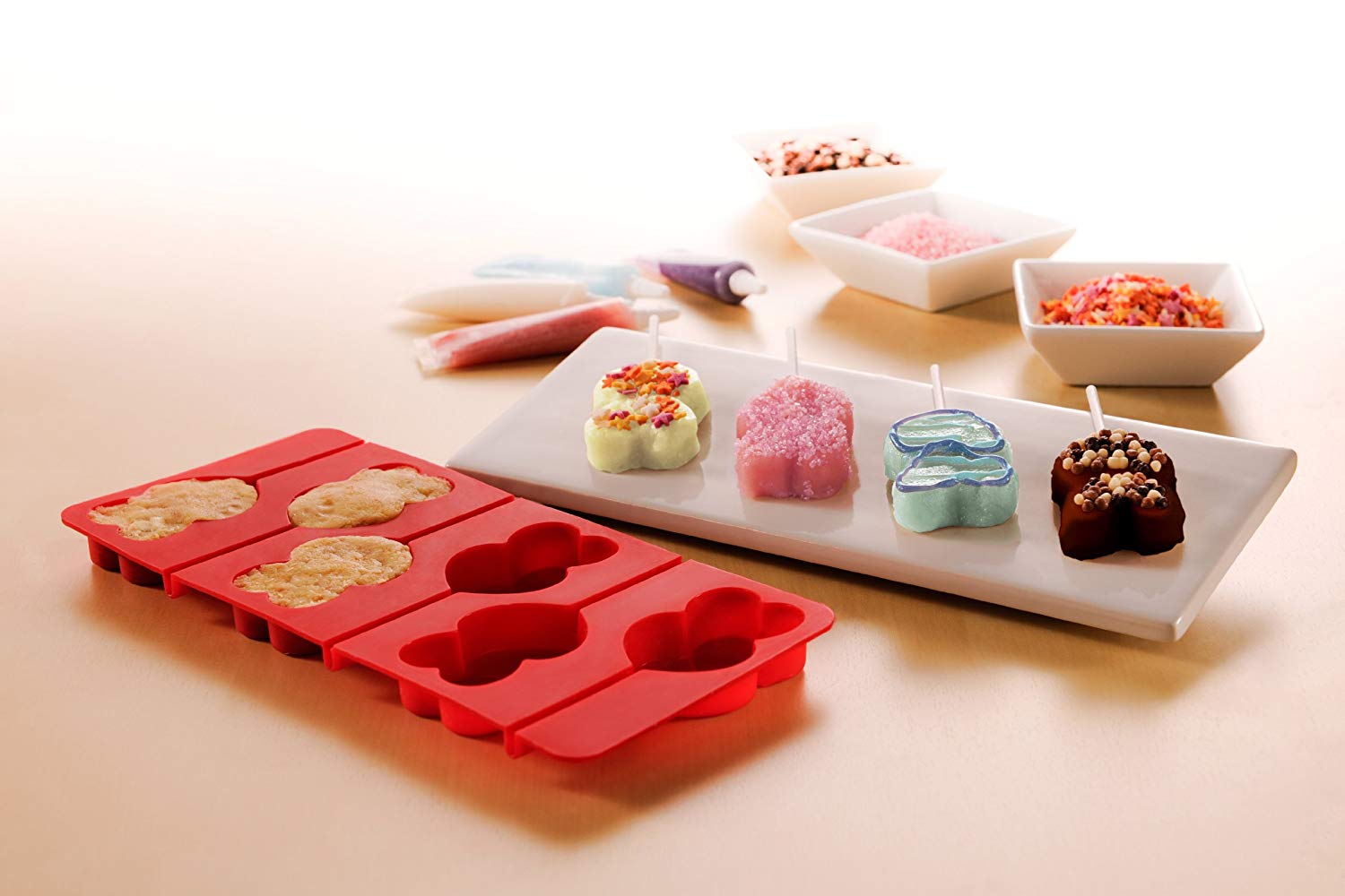 Premier Housewares 6 Heart Cake Pop Silicone Mould - Red, 0805239, H2 x W23 x D11cm - Image 2