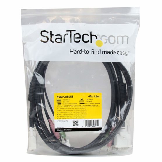 StarTech 6 ft 4-in-1 USB DVI KVM Cable with Audio and Microphone - DVI KVM Cable - USB KVM Cable - KVM Switch Cable (USBDVI4N1A6) - Image 4