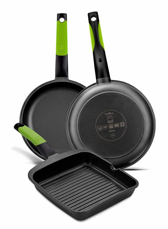 Braisogona PRIOR - Grill Pan, Cast Aluminium with Classic Non-Stick Teflon Smooth 28 cm Black - Image 2