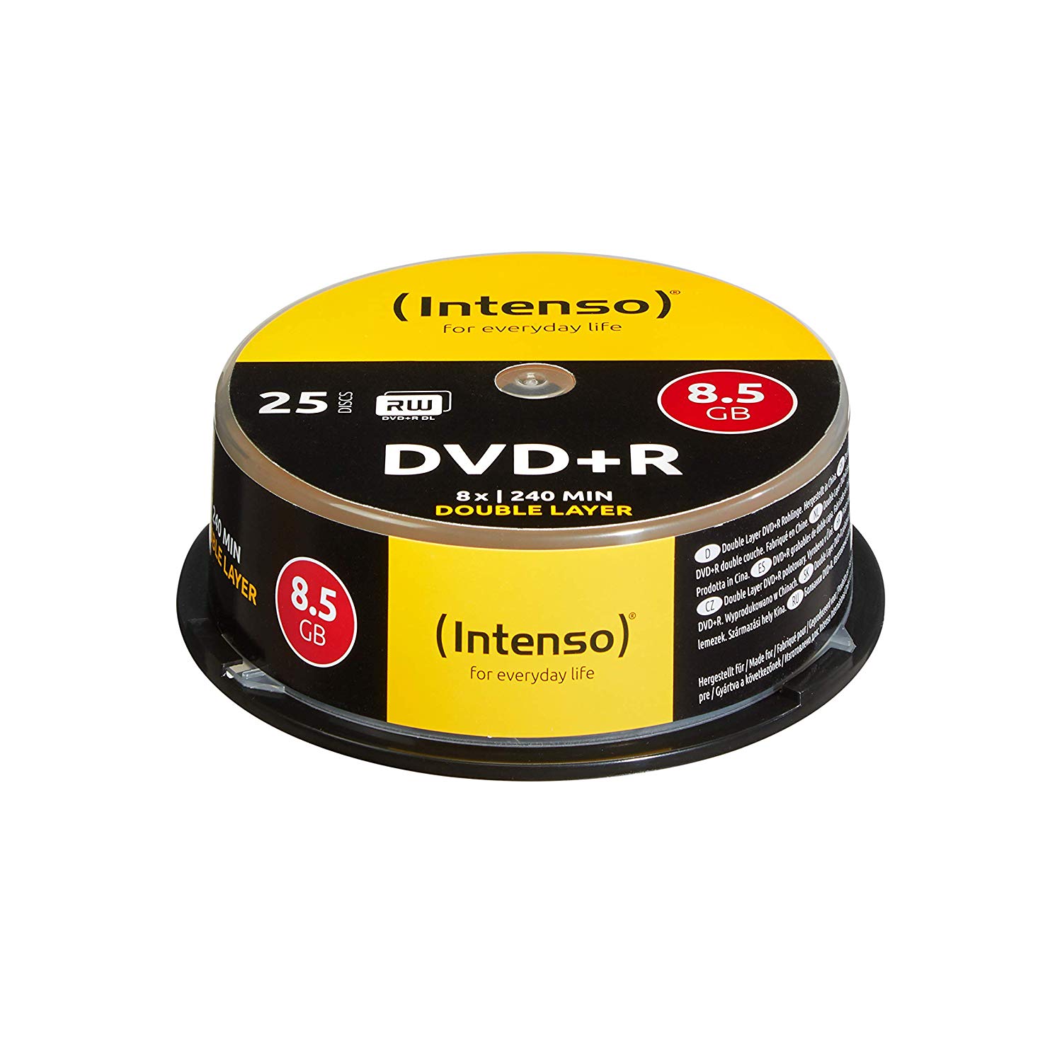 Intenso 4311144 DVD+R 8x Duel Layer 25 Pack Cakebox, yellow, 25er Spindel
